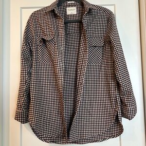 Abercrombie & Fitch Red, Black and White Oversized Gingham Shirt